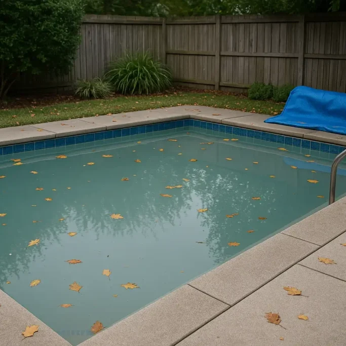 pool with leaves pool with leaves